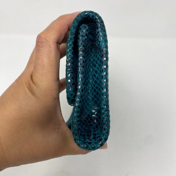Cole Haan Isabelle clutch, teal snake print - Picture 5 of 12
